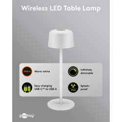 Goobay 77676 Lámpara Mesa LED Inalámbrica Blanca