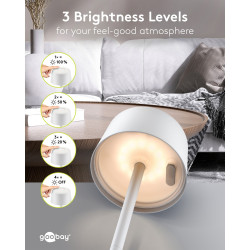Goobay 77676 Lámpara Mesa LED Inalámbrica Blanca
