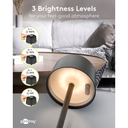 Goobay 77675 Lámpara Mesa LED Inalámbrica Negra