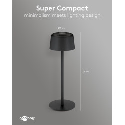 Goobay 77675 Lámpara Mesa LED Inalámbrica Negra