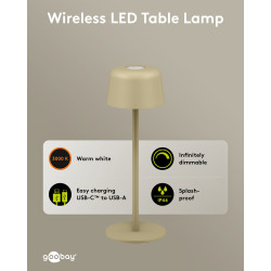 Goobay 77678 Lámpara Mesa LED Inalámbrica Beige