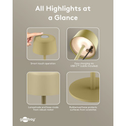 Goobay 77678 Beige Wireless LED Table Lamp