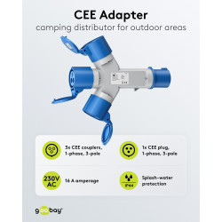 Goobay Adaptador Distribuidor CEE Y 3 Tomas
