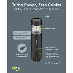 Goobay Superior Cordless Mini Vacuum Black