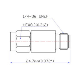 Atenuador SMA 30 dB 2 W DC–8 GHz QAXIAL