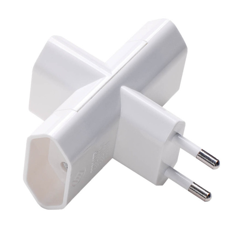 European Triple Plug Adapter 250 V 10 A – 4 mm