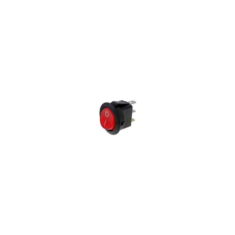 Interruptor basculante redondo 2 posições estáveis - ON-OFF - 250VAC 6.5A (3 pinos) - luminoso vermelho