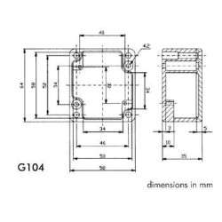 CAJA DE ALUMINIO ESTANCA 64 x 58 x 35mm G104