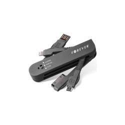Adaptador USB 3 em 1 (iPhone 4 - 30-pin / iPhone 5 - ficha lightning / Micro-USB) - preto
