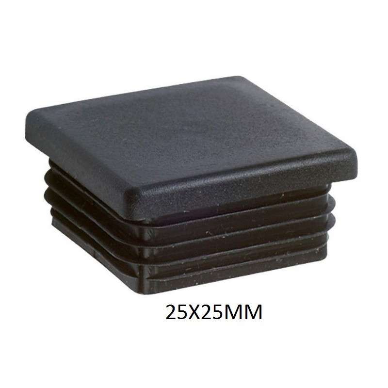 Square inner cap 25X25MM PVC Black