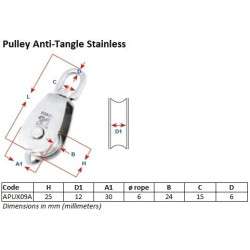 Pulley Anti-Tangle Stainless, up to 9 mm 