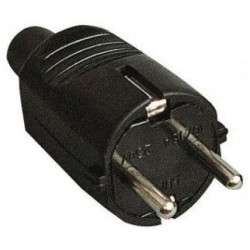 Black schuko plug 250VAC 16A black rubber