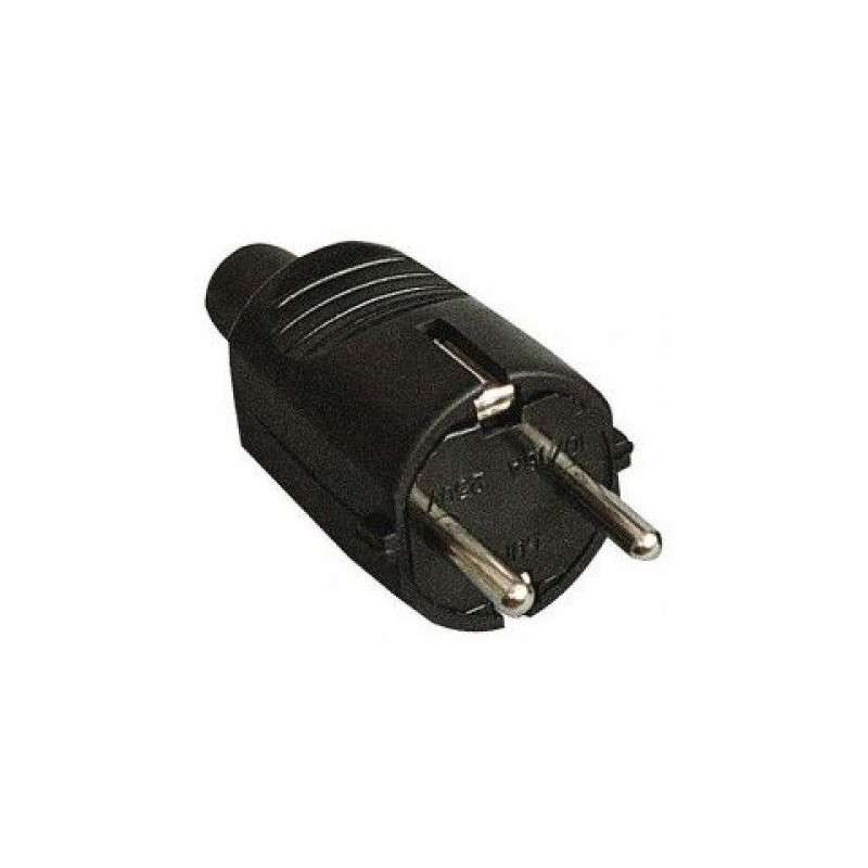 Black schuko plug 250VAC 16A black rubber
