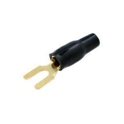 Black insulated golden fork terminal (4mm²) Ø4.2mm