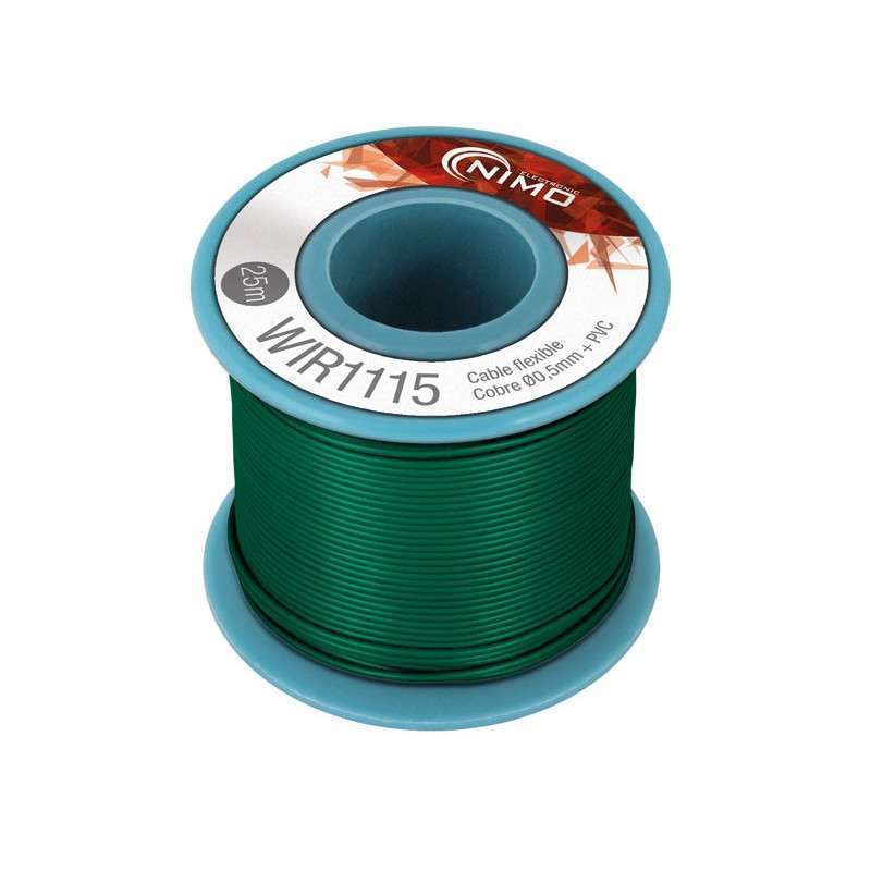 1x0.5mm Multifile Copper Wire Coil - Green - 25m