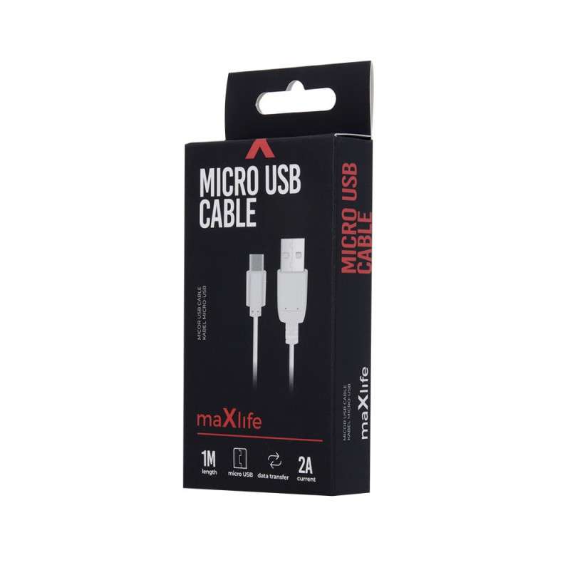 Câble Micro USB BUDI 20cm Blanc - Charge Rapide 2.4A Et Synchronisation - Neuf Sous Blister