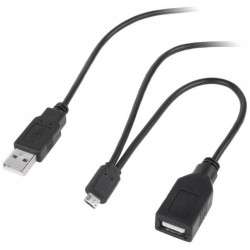 Cable USB micro macho - USB A macho + USB A hembra 1.5 mts