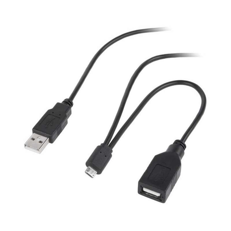 Micro Male USB Cable - USB A Male + USB A Female 1.5 mts