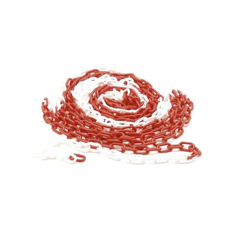Cadena de plástico rojo / blanco 10m