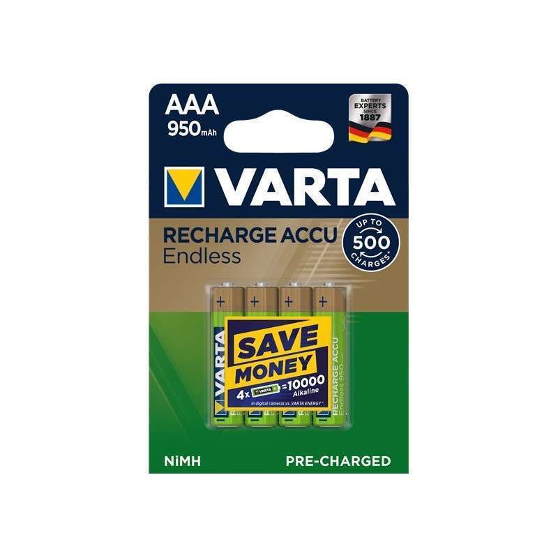NiMh AAA Rechargeable Batteries 950mAh 1.2V - blister pack 4 pcs. Varta Endless 56683