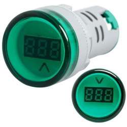 LED Digital Voltmeter Round Green Panel AC12-500V