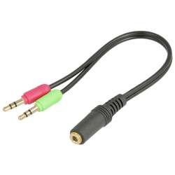 Jack Cable 3.5mm 4P Female - 2x Jack 3.5mm Male Stereo