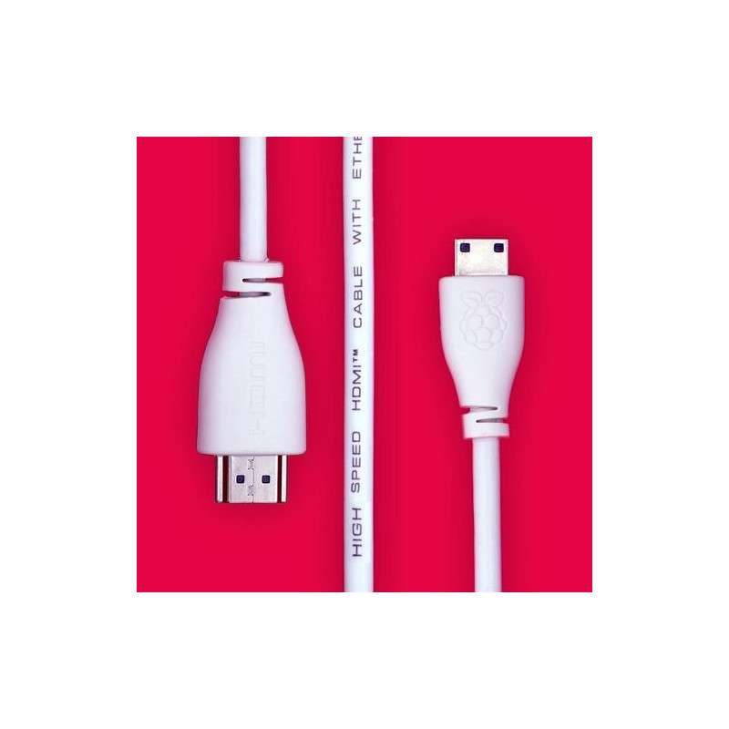 Cable MiniHDMI - HDMI 1.0m blanco - Raspberry Pi - SC0051