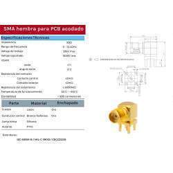 Right Angle SMA Female PCB mount, Gold Pin