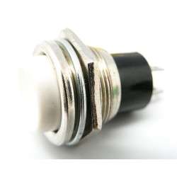 Botão interruptor de pressão monoestável - ON-(OFF) - 250VAC 3A (2 pinos) Branco metálicoV 16A.-125V