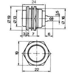 Botão interruptor de pressão monoestável - ON-(OFF) - 250VAC 3A (2 pinos) Branco metálicoV 16A.-125V