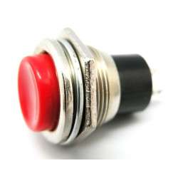 Botão interruptor de pressão monoestável - ON-(OFF) - 250VAC 3A (2 pinos) Vermelho metálico