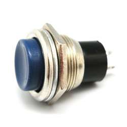 Botão interruptor de pressão monoestável - ON-(OFF) - 250VAC 3A (2 pinos) Azul metálico