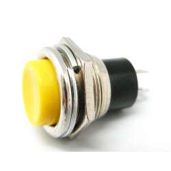 Botão interruptor de pressão monoestável - ON-(OFF) - 250VAC 3A (2 pinos) Amarelo metálico