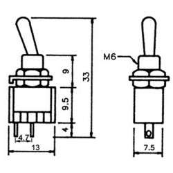 Toggle switch two positions - ON-OFF - 250VAC 3A (2-pin)