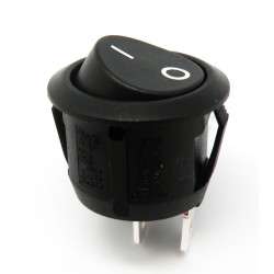 Round rocker switch 2 stable positions (SPST) ON-OFF, Ø20mm, 125V 10A (250V 6A) (2 pins)