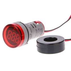 Amperímetro digital LED redondo rojo para panel (0 ... 100 Amp.)