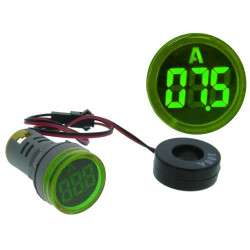 Amperímetro Digital LED Redonto Verde para Painel (0...100 Amp.)