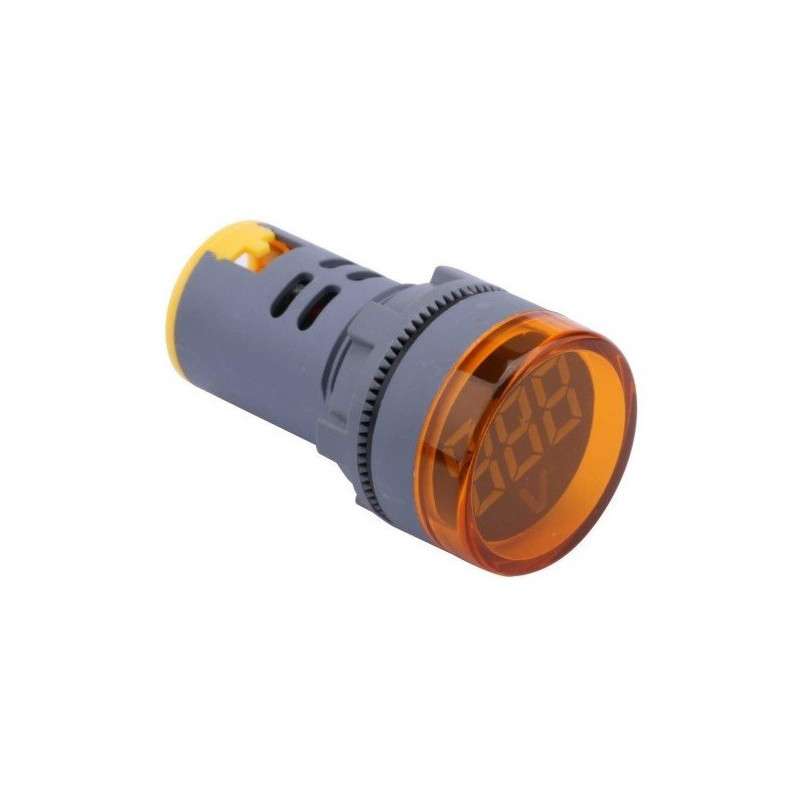 Voltímetro digital LED Panel redondo amarillo AC12-500V