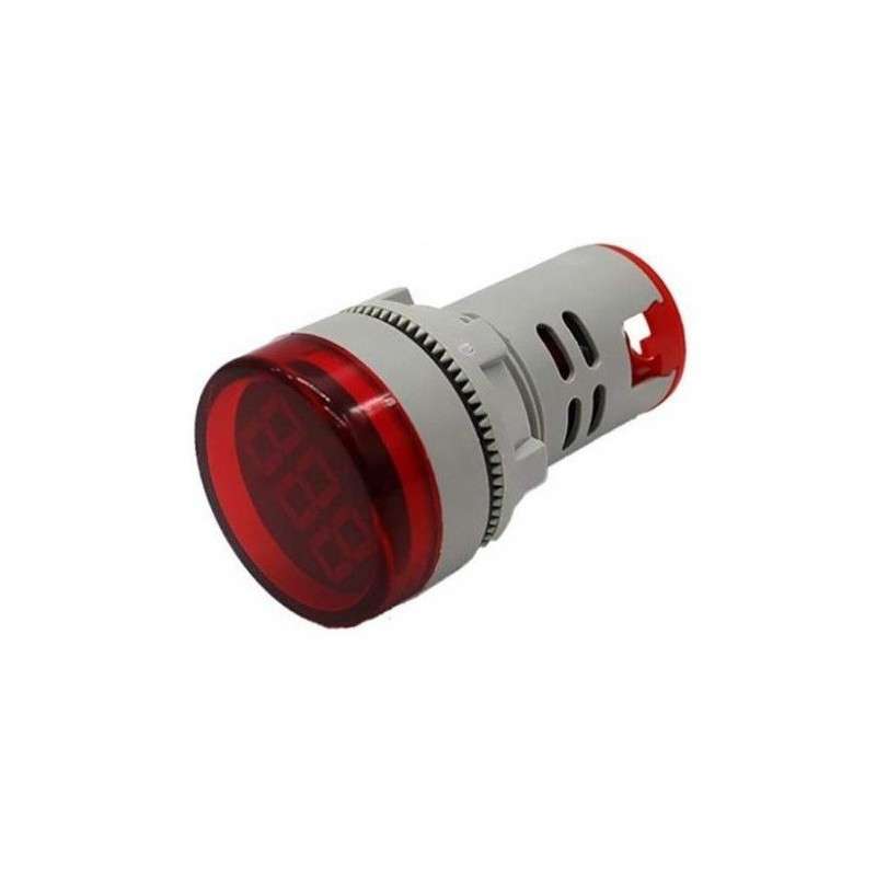 Voltímetro Digital LED Redonto Vermelho Painel AC12-500V 