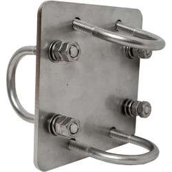 Mounting plates 120x120mm, w. 4 U brackets and nuts, stainless steel