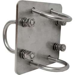 Mounting plates 40x40mm, w. 4 U brackets and nuts, stainless steel