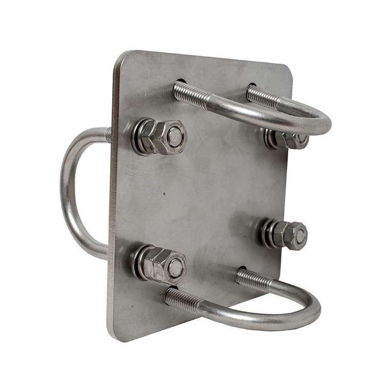 Mounting plates 40x40mm, w. 4 U brackets and nuts, stainless steel