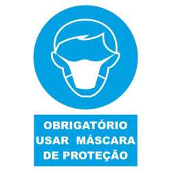Placa de sinalização PVC de obrigação ''Uso de máscara de protecção'' 150x200mm