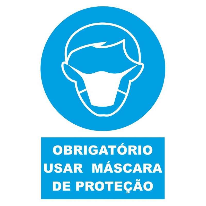 Signaling plate PVC  '' Use of protective mask '' 150x200mm (portuguese) 