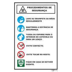 Placa de señalización  PVC   'Procedimentos de segurança' 300x400mm (portuguesa) 