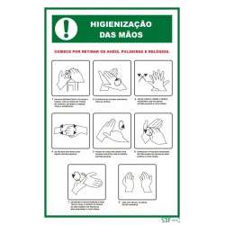Placa de señalización  PVC   '' Higiene de manos '' 300x400mm (portuguesa) 