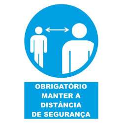 Placa de señalización  PVC '' Mantenga una distancia segura '' 150x200mm (portuguesa) 