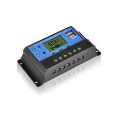 CONTROLADOR PWM DE CARGA PARA PAINEL SOLAR 10 AMP. 12-24V 2X USB