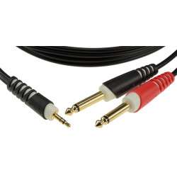 Cable Jack 3.5 male stereo - 2 x jack plug 6.35 male mono -1m - Klotz AY5-0100