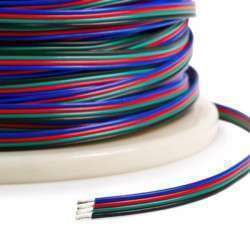 Cable plano de 4 colores (4x0,14 mm²) para cintas RGB - rollo de 5 m